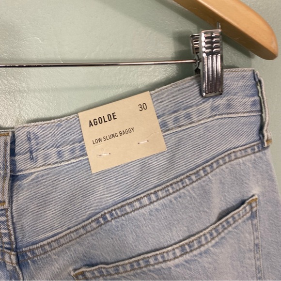 Agolde Low Slung Baggy Jeans Blue Fragment Straight Leg Size 30 Light Wash - Picture 6 of 7